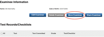 Move Icon Button on Examinee Information Page